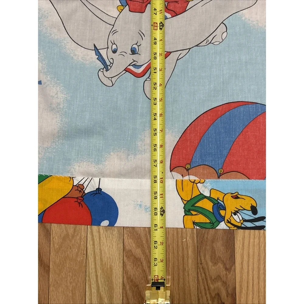 Vtg Disney Mickey Mouse Hot Air Balloon Minnie Dumbo Goofy Ducks Curtain